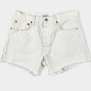 Agolde Parker Long Denim Shorts Size 28 Panna Cotta (White) A9010-1183